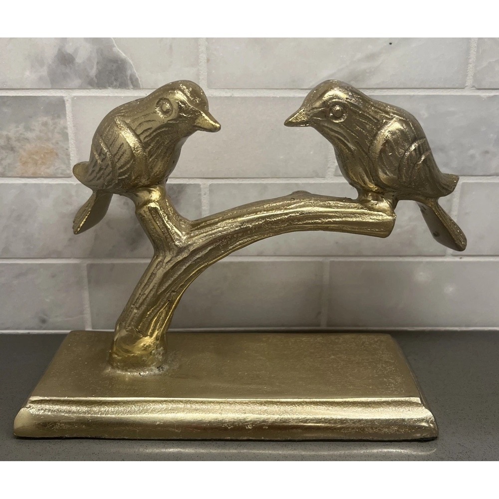 Vintage Brass Life-size Birds/Cardinal Sitting on the Branch